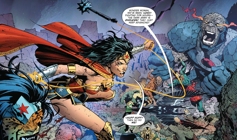Wonder Woman taking on the evil teams from the dark multiverse.